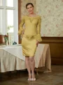 Sheath Scoop Knelengde Satin Brudens Mor Kjole med Blonder