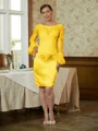 Sheath Scoop Knelengde Satin Brudens Mor Kjole med Blonder