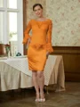Sheath Scoop Knelengde Satin Brudens Mor Kjole med Blonder