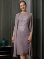 Sheath Scoop Knelengde Chiffong Brudens Mor Kjole med Blonder
