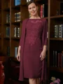 Sheath Scoop Knelengde Chiffong Brudens Mor Kjole med Blonder