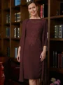 Sheath Scoop Knelengde Chiffong Brudens Mor Kjole med Blonder