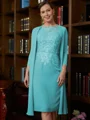 Sheath Scoop Knelengde Chiffong Brudens Mor Kjole med Blonder