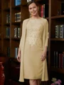 Sheath Scoop Knelengde Chiffong Brudens Mor Kjole med Blonder