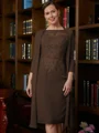 Sheath Scoop Knelengde Chiffong Brudens Mor Kjole med Blonder