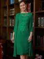 Sheath Scoop Knelengde Chiffong Brudens Mor Kjole med Blonder