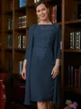 Sheath Scoop Knelengde Chiffong Brudens Mor Kjole med Blonder
