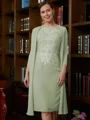 Sheath Scoop Knelengde Chiffong Brudens Mor Kjole med Blonder