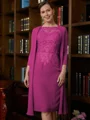 Sheath Scoop Knelengde Chiffong Brudens Mor Kjole med Blonder