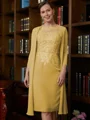 Sheath Scoop Knelengde Chiffong Brudens Mor Kjole med Blonder