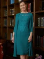Sheath Scoop Knelengde Chiffong Brudens Mor Kjole med Blonder