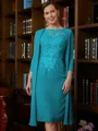 Sheath Scoop Knelengde Chiffong Brudens Mor Kjole med Blonder