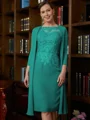 Sheath Scoop Knelengde Chiffong Brudens Mor Kjole med Blonder