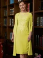 Sheath Scoop Knelengde Chiffong Brudens Mor Kjole med Blonder