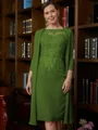 Sheath Scoop Knelengde Chiffong Brudens Mor Kjole med Blonder