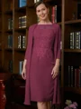 Sheath Scoop Knelengde Chiffong Brudens Mor Kjole med Blonder