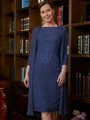 Sheath Scoop Knelengde Chiffong Brudens Mor Kjole med Blonder