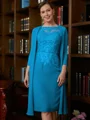 Sheath Scoop Knelengde Chiffong Brudens Mor Kjole med Blonder
