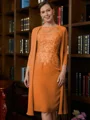 Sheath Scoop Knelengde Chiffong Brudens Mor Kjole med Blonder
