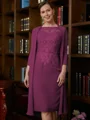 Sheath Scoop Knelengde Chiffong Brudens Mor Kjole med Blonder
