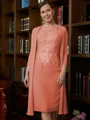 Sheath Scoop Knelengde Chiffong Brudens Mor Kjole med Blonder