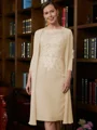 Sheath Scoop Knelengde Chiffong Brudens Mor Kjole med Blonder