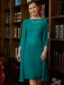 Sheath Scoop Knelengde Chiffong Brudens Mor Kjole med Blonder