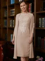 Sheath Scoop Knelengde Chiffong Brudens Mor Kjole med Blonder