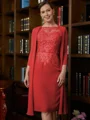 Sheath Scoop Knelengde Chiffong Brudens Mor Kjole med Blonder