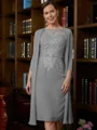Sheath Scoop Knelengde Chiffong Brudens Mor Kjole med Blonder