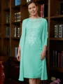 Sheath Scoop Knelengde Chiffong Brudens Mor Kjole med Blonder