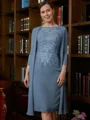 Sheath Scoop Knelengde Chiffong Brudens Mor Kjole med Blonder