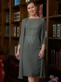 Sheath Scoop Knelengde Chiffong Brudens Mor Kjole med Blonder
