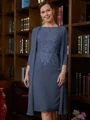 Sheath Scoop Knelengde Chiffong Brudens Mor Kjole med Blonder