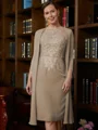 Sheath Scoop Knelengde Chiffong Brudens Mor Kjole med Blonder