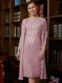 Sheath Scoop Knelengde Chiffong Brudens Mor Kjole med Blonder