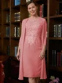 Sheath Scoop Knelengde Chiffong Brudens Mor Kjole med Blonder