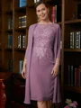 Sheath Scoop Knelengde Chiffong Brudens Mor Kjole med Blonder
