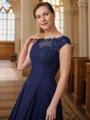 A-line kjole Scoop Knelengde Chiffong Brudens Mor Kjole med Blonder