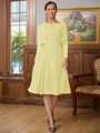 A-line kjole Scoop Knelengde Chiffong Brudens Mor Kjole med Blonder