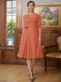 A-line kjole Scoop Knelengde Chiffong Brudens Mor Kjole med Blonder
