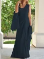 Sheath V-hals Gulvlengde Chiffong Brudens Mor Kjole med Ruched