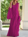 Sheath V-hals Gulvlengde Chiffong Brudens Mor Kjole med Ruched