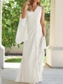 Sheath V-hals Gulvlengde Chiffong Brudens Mor Kjole med Ruched