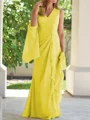 Sheath V-hals Gulvlengde Chiffong Brudens Mor Kjole med Ruched