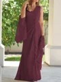 Sheath V-hals Gulvlengde Chiffong Brudens Mor Kjole med Ruched