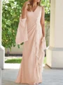 Sheath V-hals Gulvlengde Chiffong Brudens Mor Kjole med Ruched