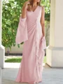 Sheath V-hals Gulvlengde Chiffong Brudens Mor Kjole med Ruched