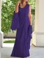 Sheath V-hals Gulvlengde Chiffong Brudens Mor Kjole med Ruched