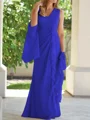 Sheath V-hals Gulvlengde Chiffong Brudens Mor Kjole med Ruched